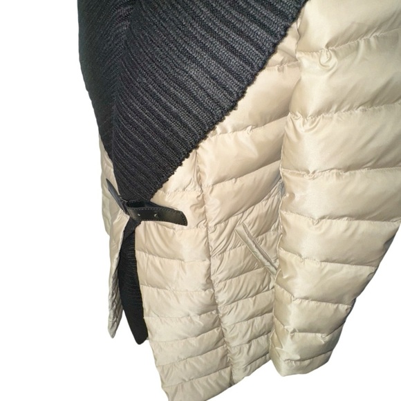 New! On Parle de Vous Paris Champagne Black Knit Shawl Collar Down Coat Sz XS-S - Picture 14 of 16